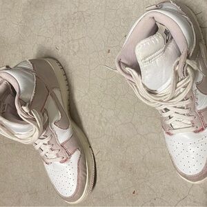 Nike Women's White and Pink High-Top Sneakers